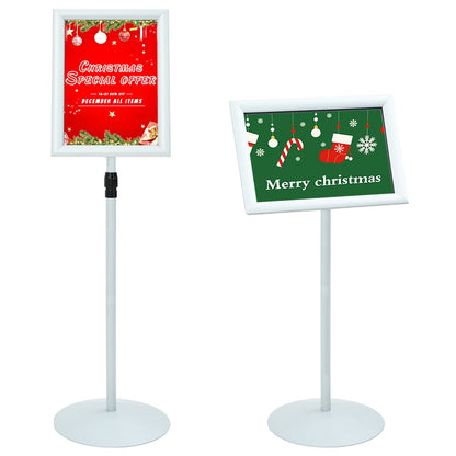 Pedestal Poster Stand Silver 33 x 33 x 126 cm PVC and Steel