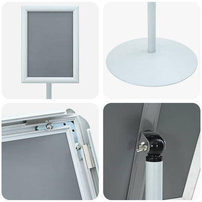 Pedestal Poster Stand Silver 33 x 33 x 123 cm PVC and Steel