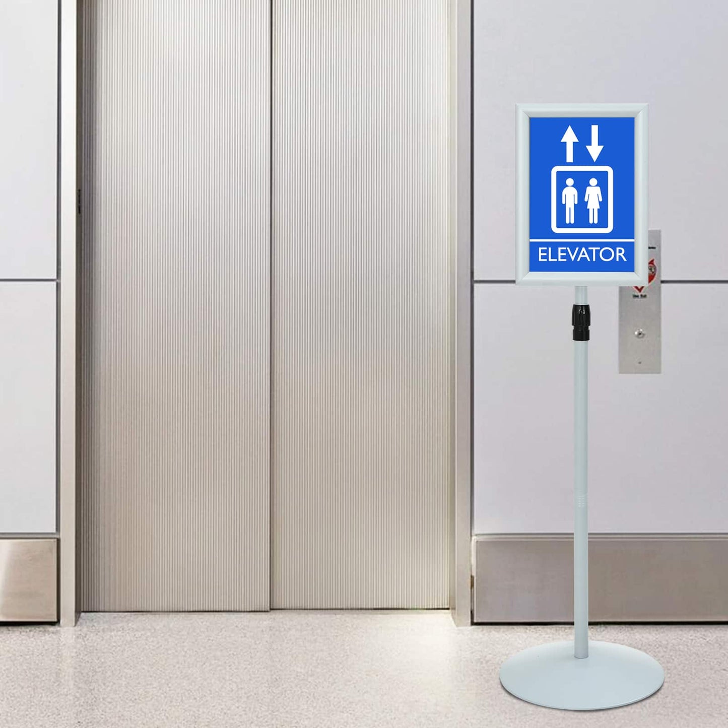 Pedestal Poster Stand Silver 33 x 33 x 123 cm PVC and Steel