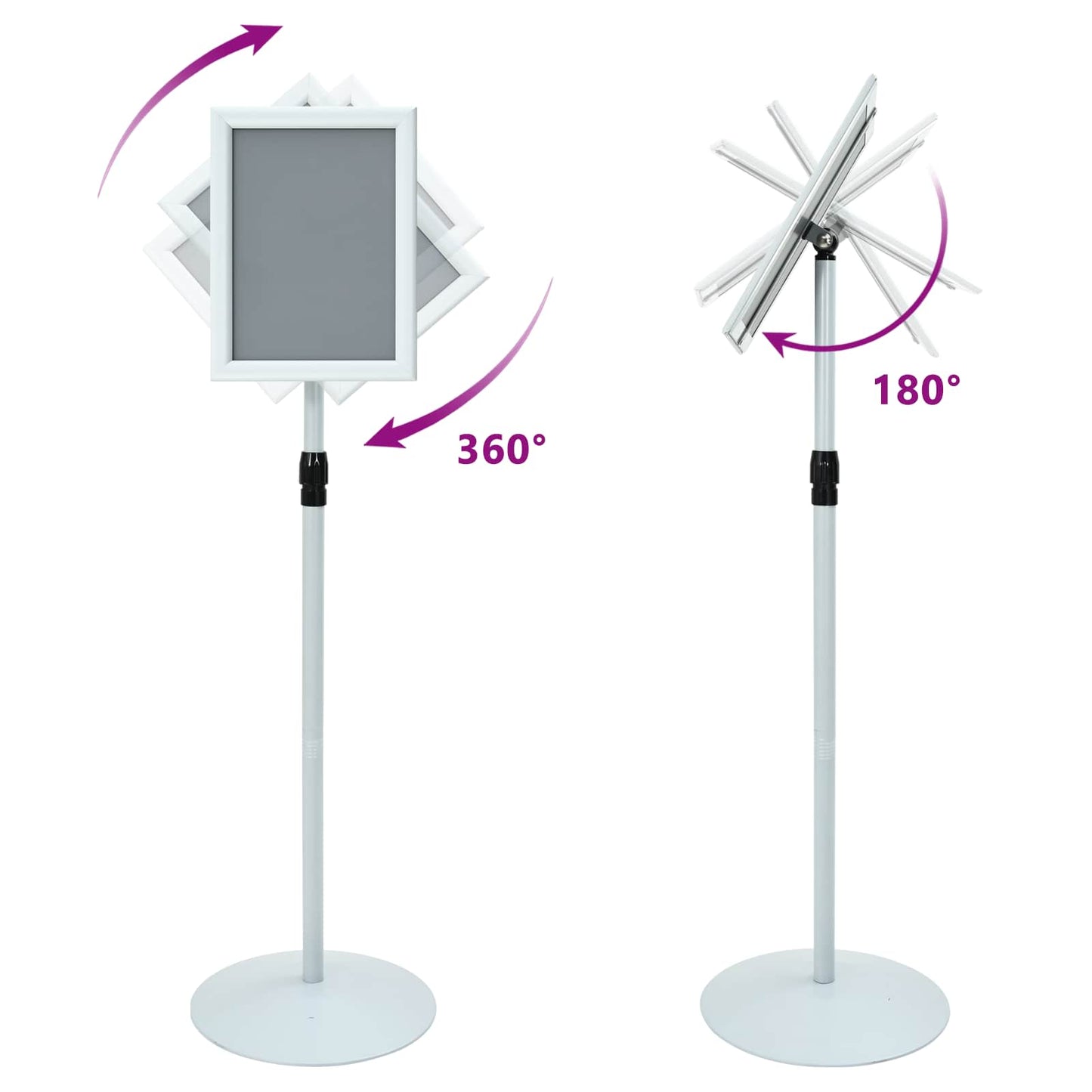 Pedestal Poster Stand Silver 33 x 33 x 123 cm PVC and Steel