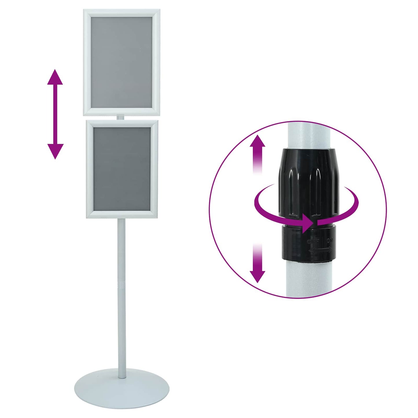 Pedestal Poster Stand Silver 33 x 33 x 123 cm PVC and Steel