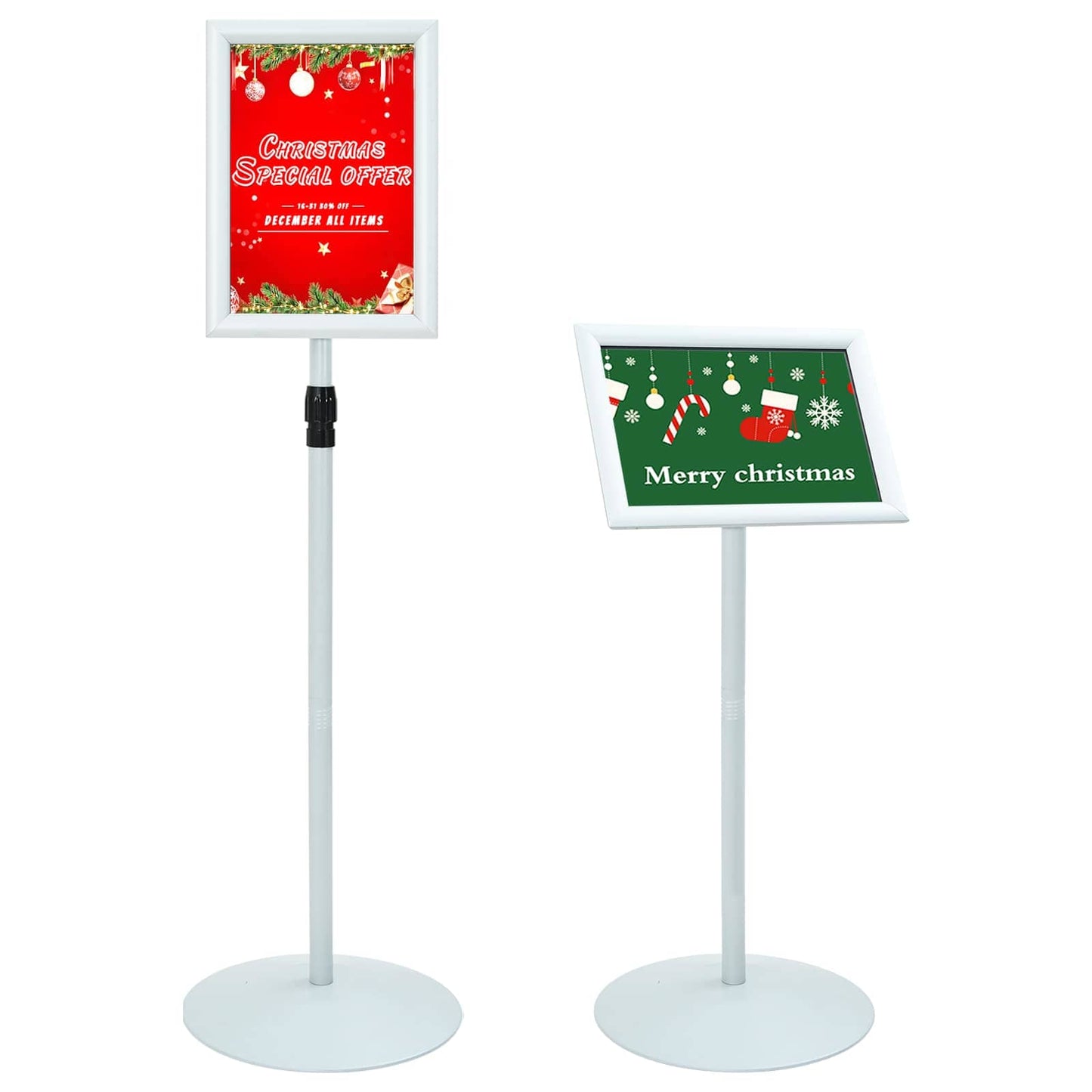 Pedestal Poster Stand Silver 33 x 33 x 123 cm PVC and Steel