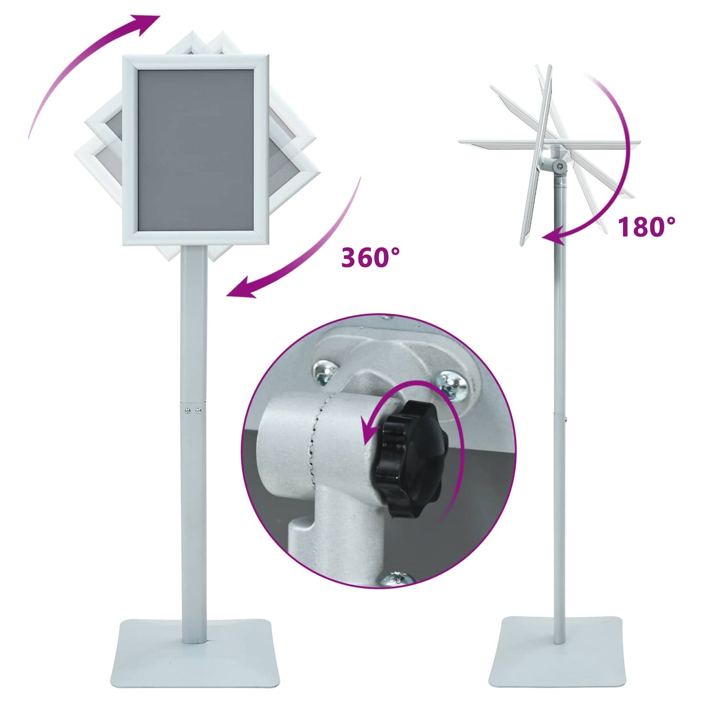Pedestal Poster Stand Silver 32 x 27 x 119 cm Cast Iron