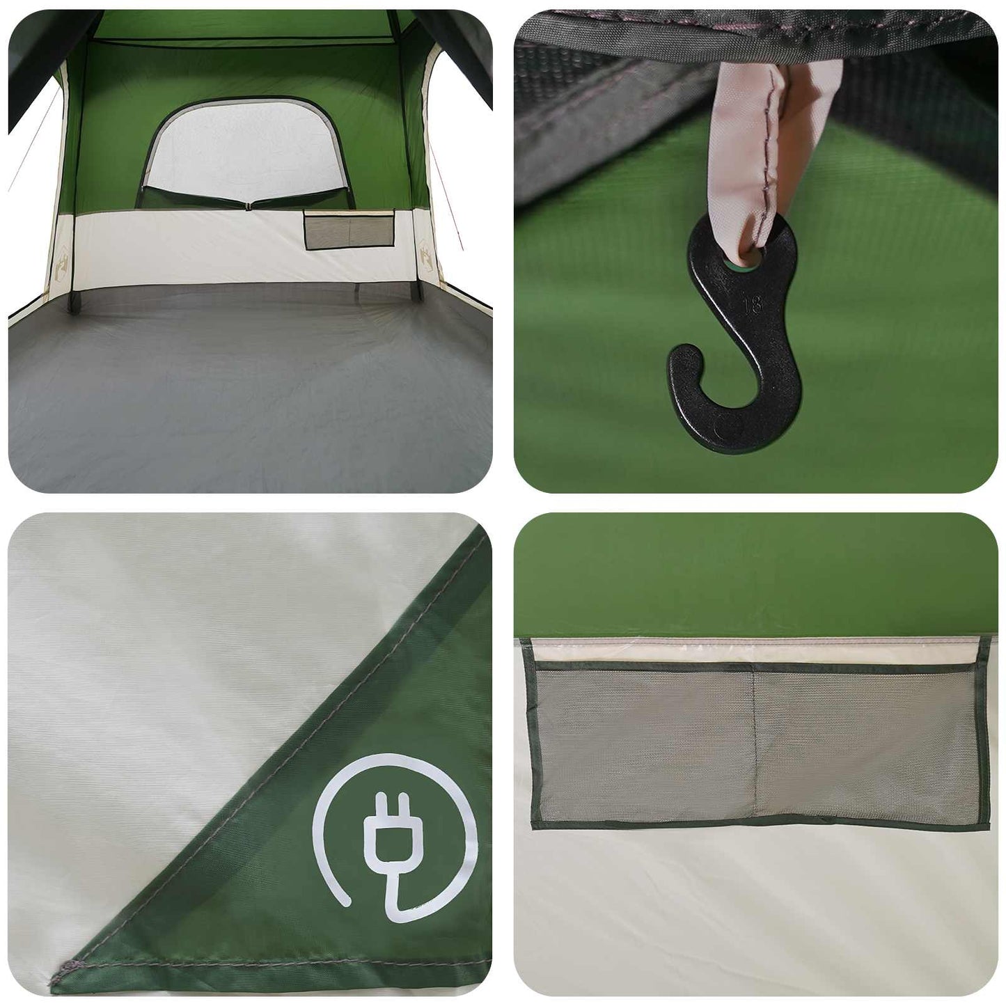 Family Tent with Roof Green 320 x 210 x 180 cm Polyester