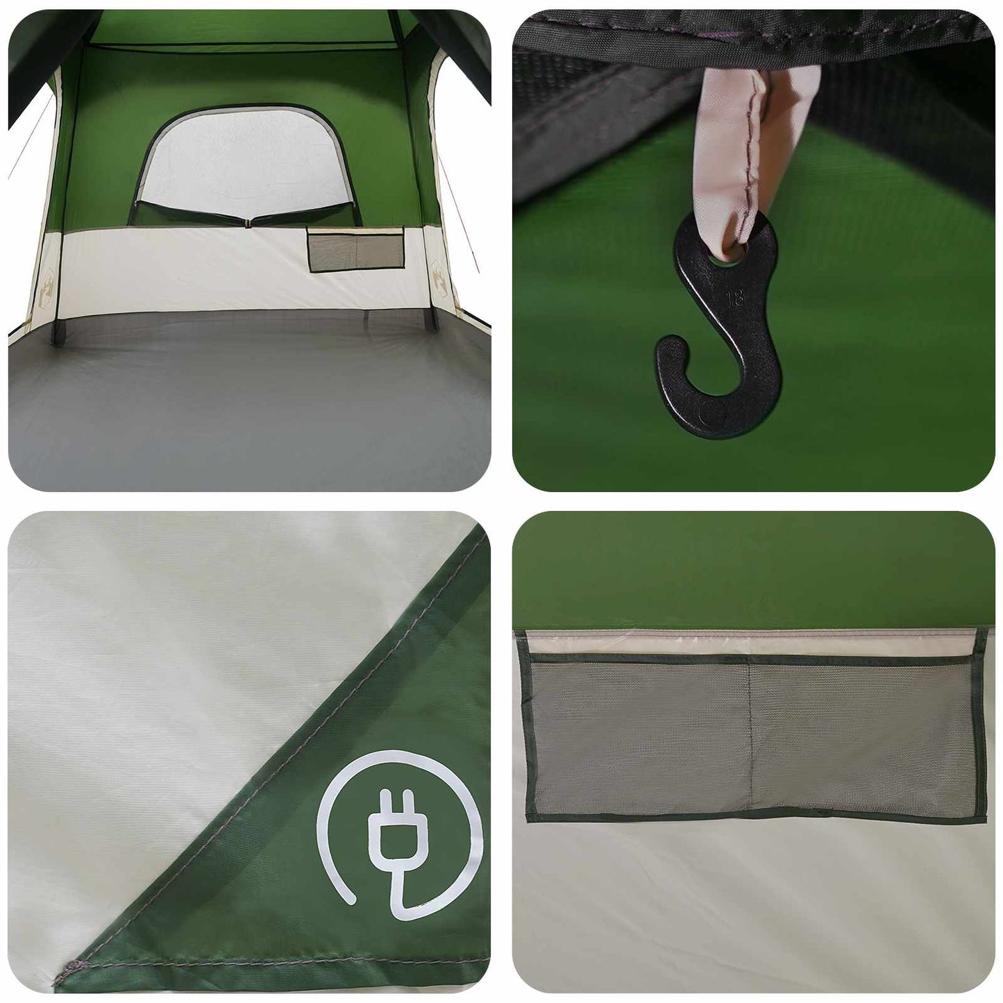 Family Tent with Roof Green 380 x 260 x 190 cm Polyester