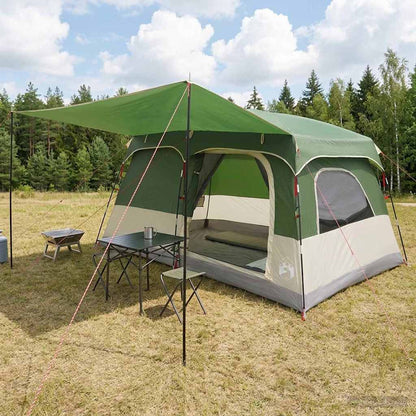 Family Tent with Roof Green 380 x 260 x 190 cm Polyester
