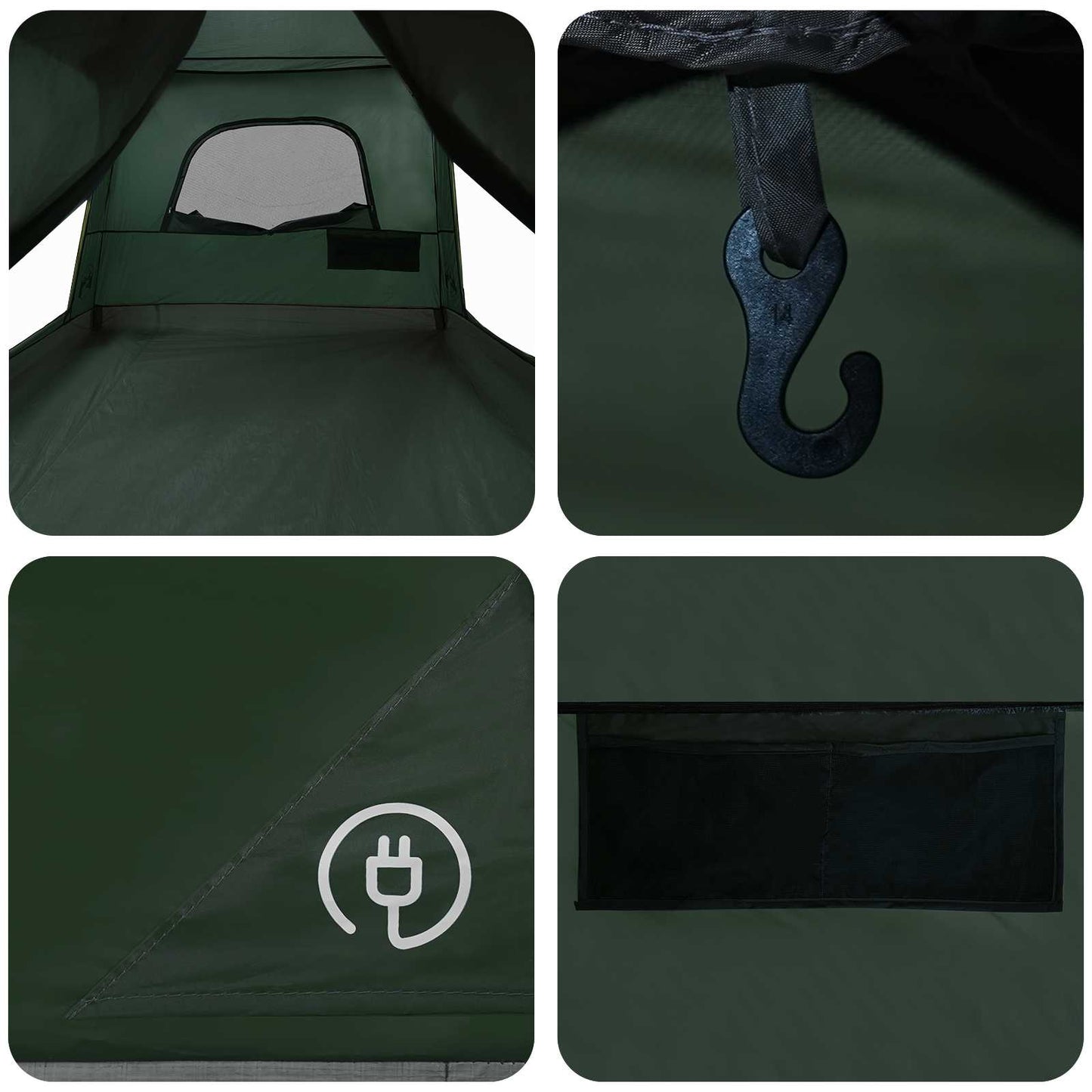 Family Tent with Roof Army Green 380 x 260 x 190 cm Polyester