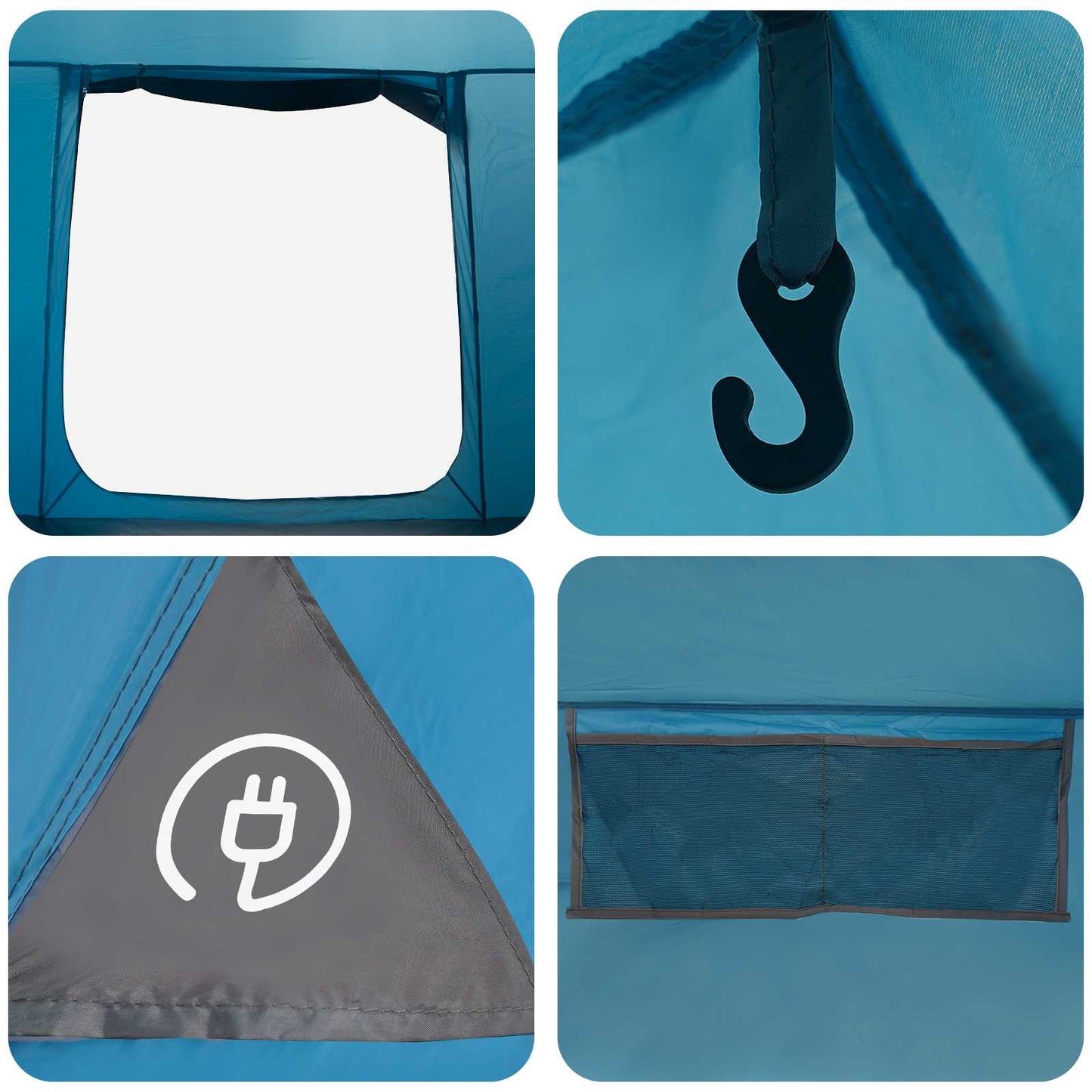 Cabin Tent with Roof Blue 210 x 210 x 138 cm Polyester