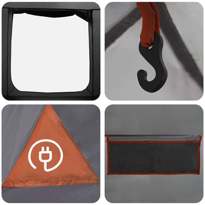 Cabin Tent Grey and Orange 210 x 210 x 138 cm Polyester