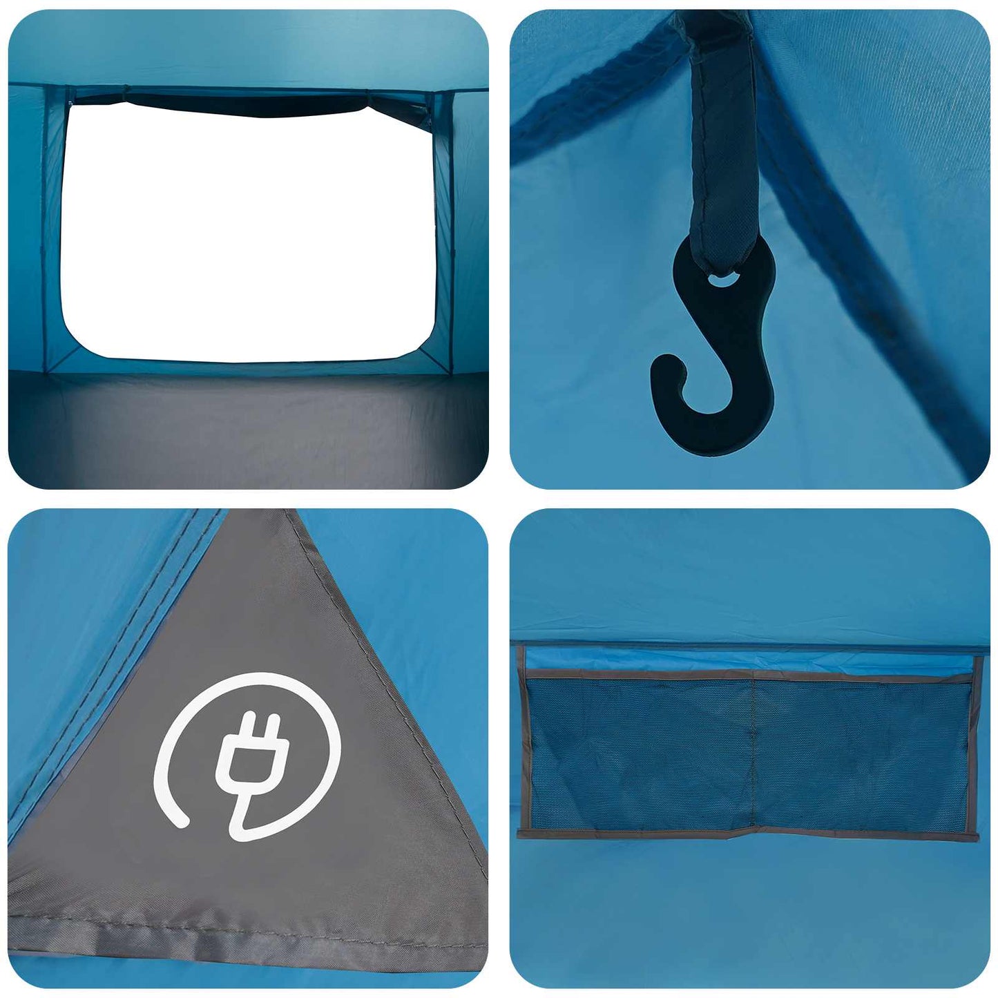 Cabin Tent with Roof Blue 400 x 210 x 180 cm Polyester