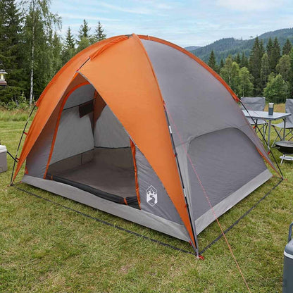Camping Tent with Rainfly Water-resistant Dome Grey and Orange