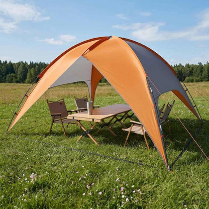 Camping Tent with Rainfly Water-resistant Dome Grey and Orange