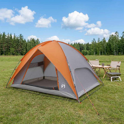 Camping Tent with Rainfly Water-resistant Dome Grey and Orange