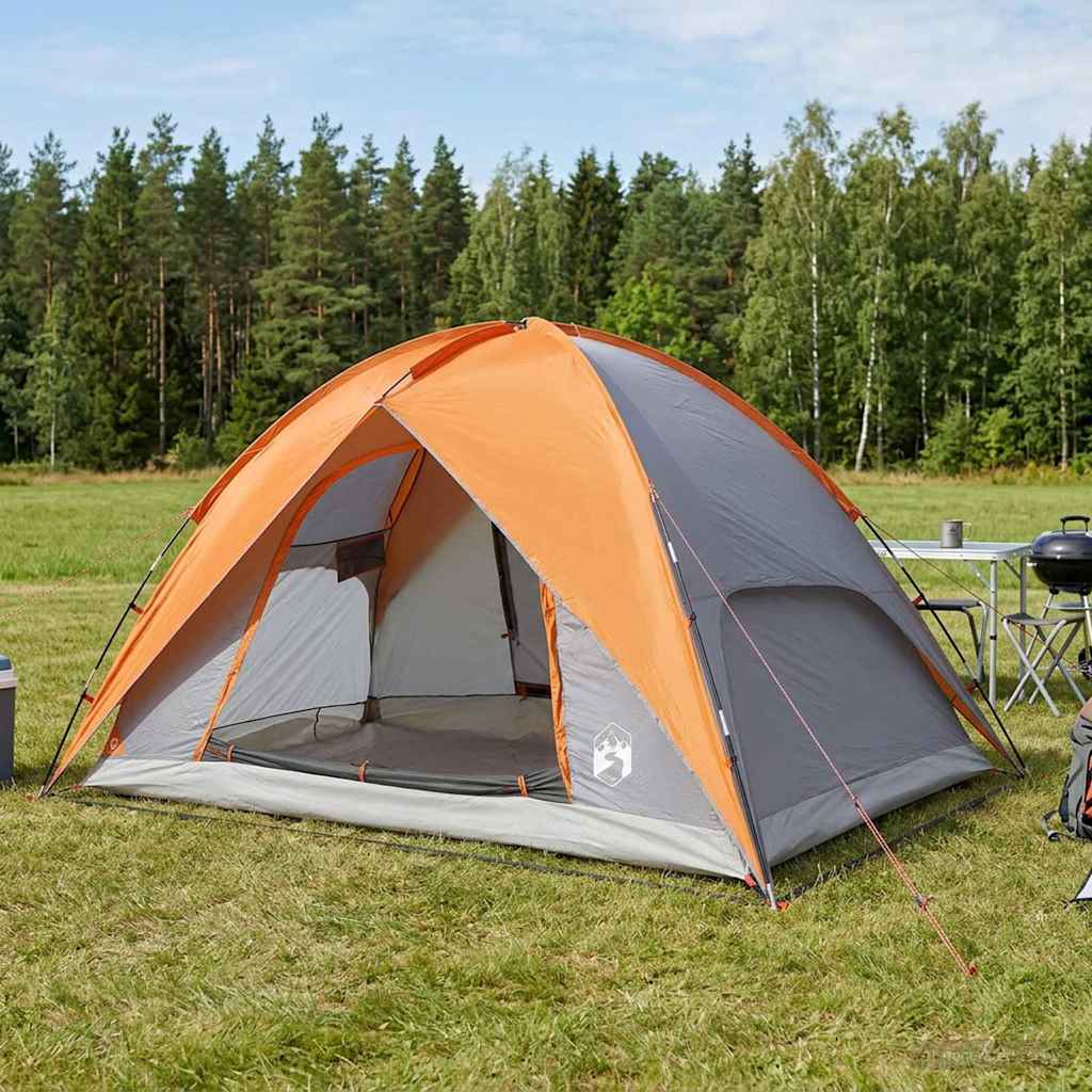 Camping Tent with Rainfly Water-resistant Dome Grey and Orange