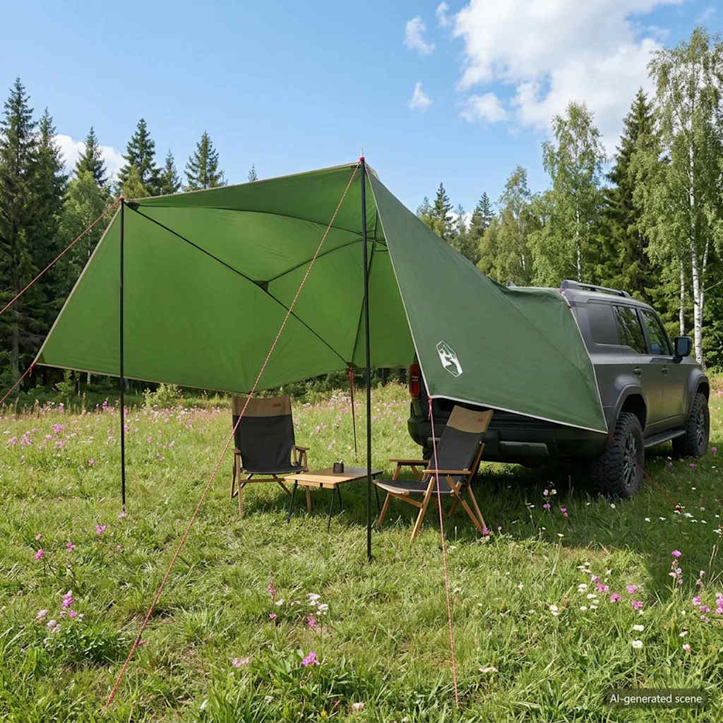 Car Tent with Roof Green 308 x 215 x 220 cm Polyester and Steel