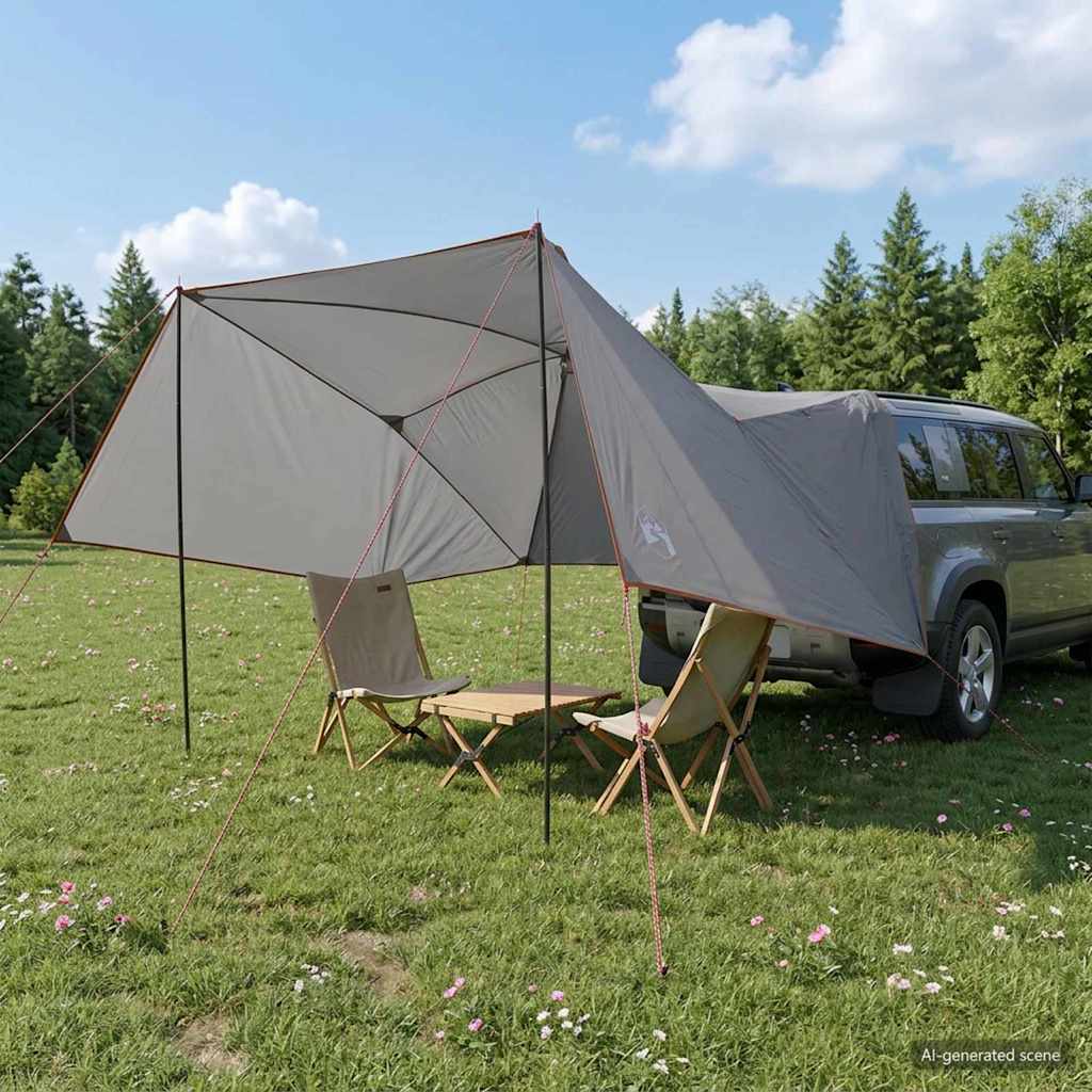 Car Tent Grey and Orange 308 x 215 x 220 cm Polyester and Steel