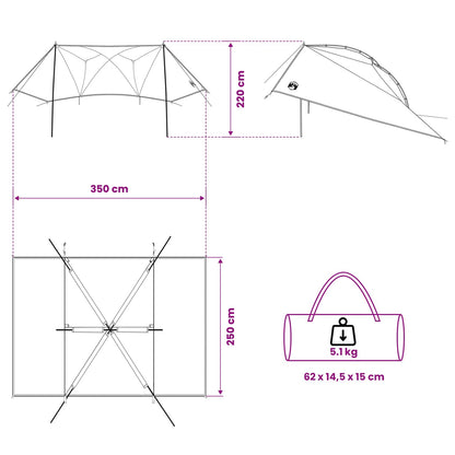 Car Tent with Roof Green 350 x 250 cm Polyester and Steel