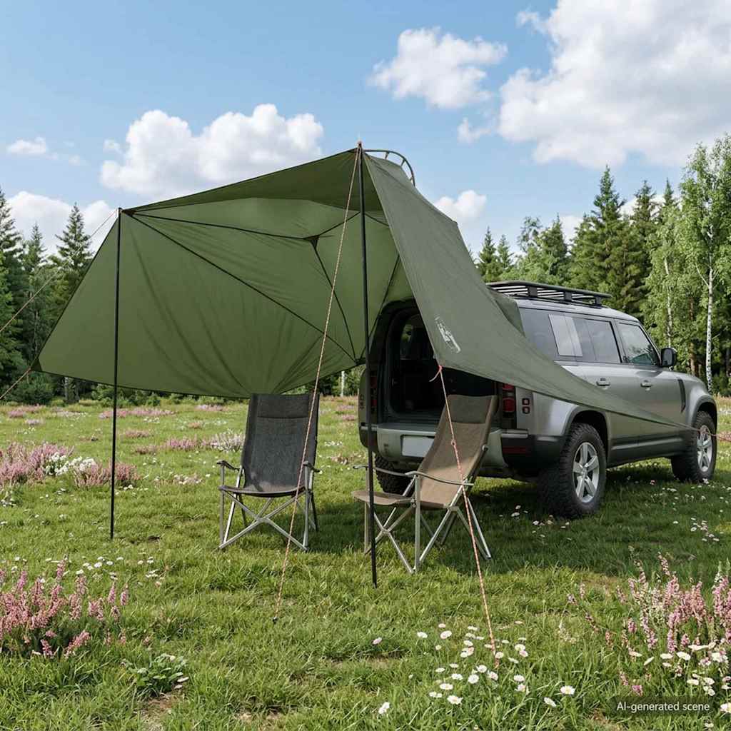 Car Tent with Roof Army Green 350 x 250 cm Polyester and Steel