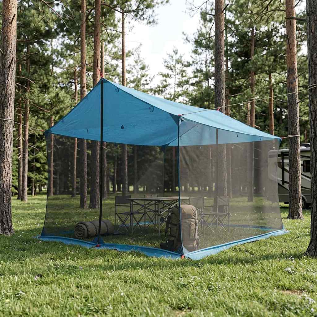 Camping Tarp with Mesh Walls Blue 340 x 260 x 220 cm