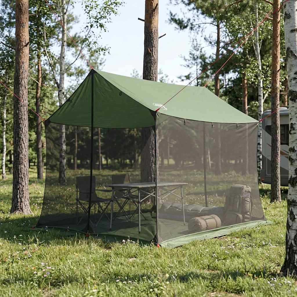 Camping Tarp with Mesh Walls Green 270 x 210 x 210 cm