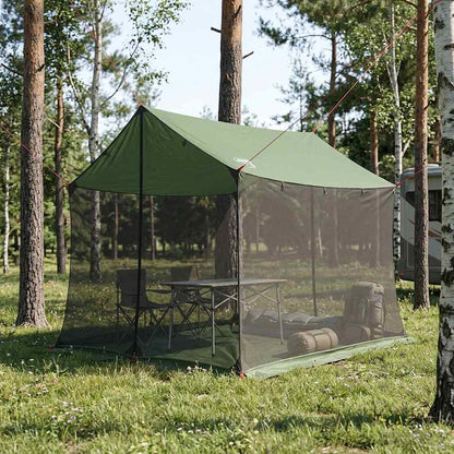 Camping Tarp with Mesh Walls Green 270 x 210 x 210 cm