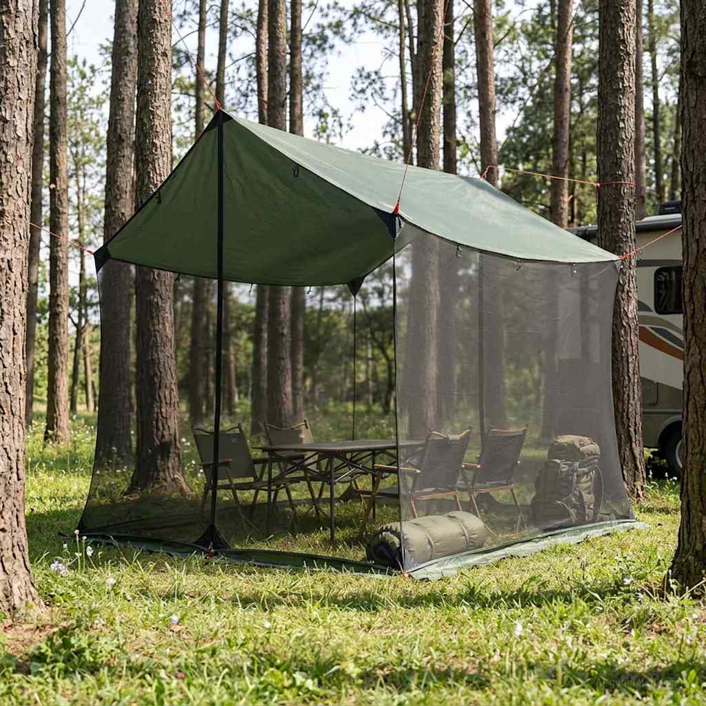 Camping Tarp with Mesh Walls Army Green 270 x 210 x 210 cm