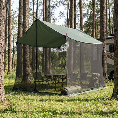 Camping Tarp with Mesh Walls Army Green 270 x 210 x 210 cm