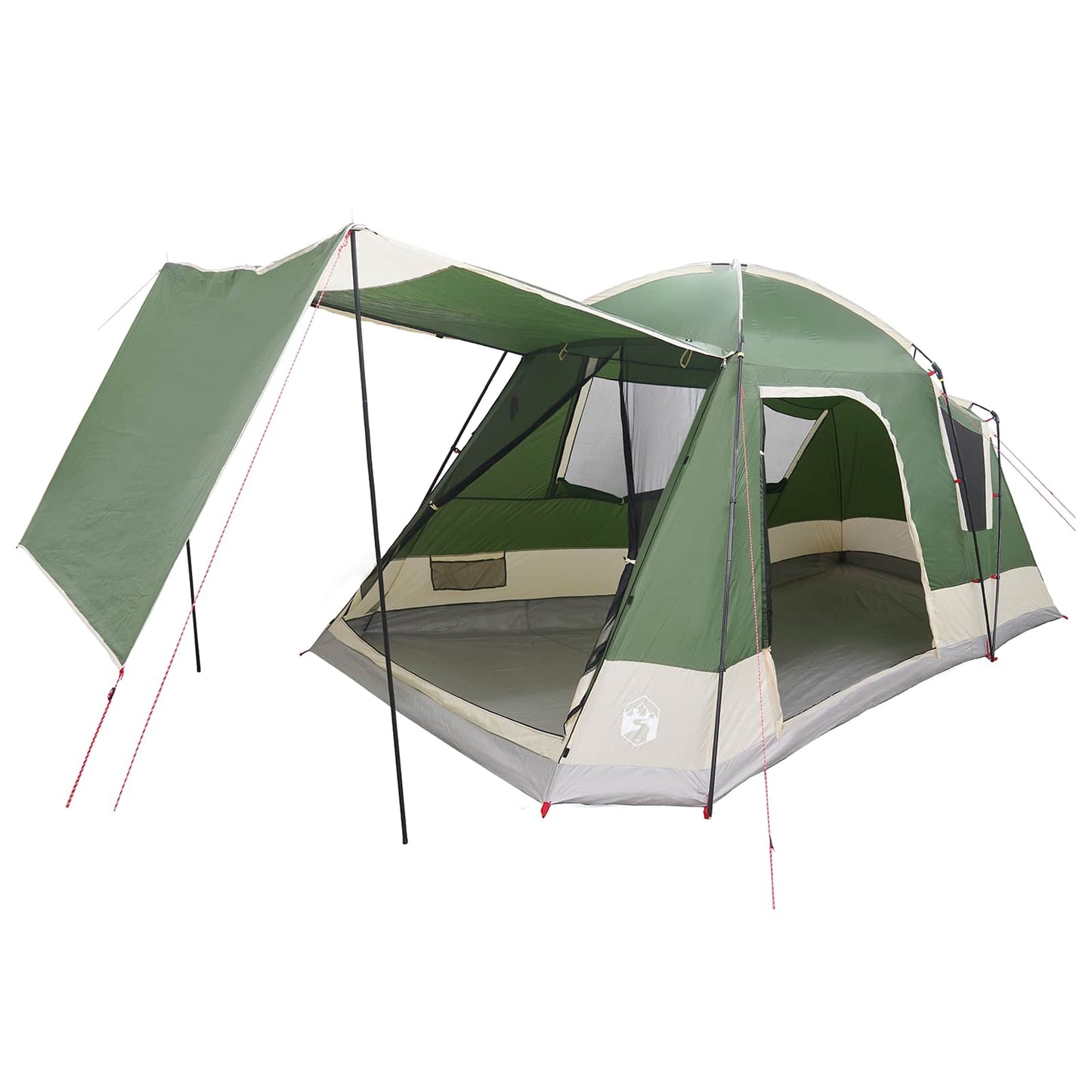 Cabin Tent with Roof Green 8-Person Polyester and Steel
