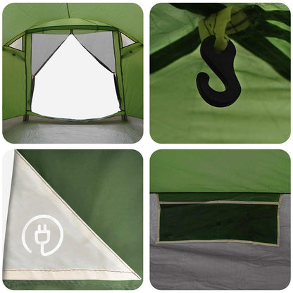 Cabin Tent with Roof Green 4-Person Polyester and Steel