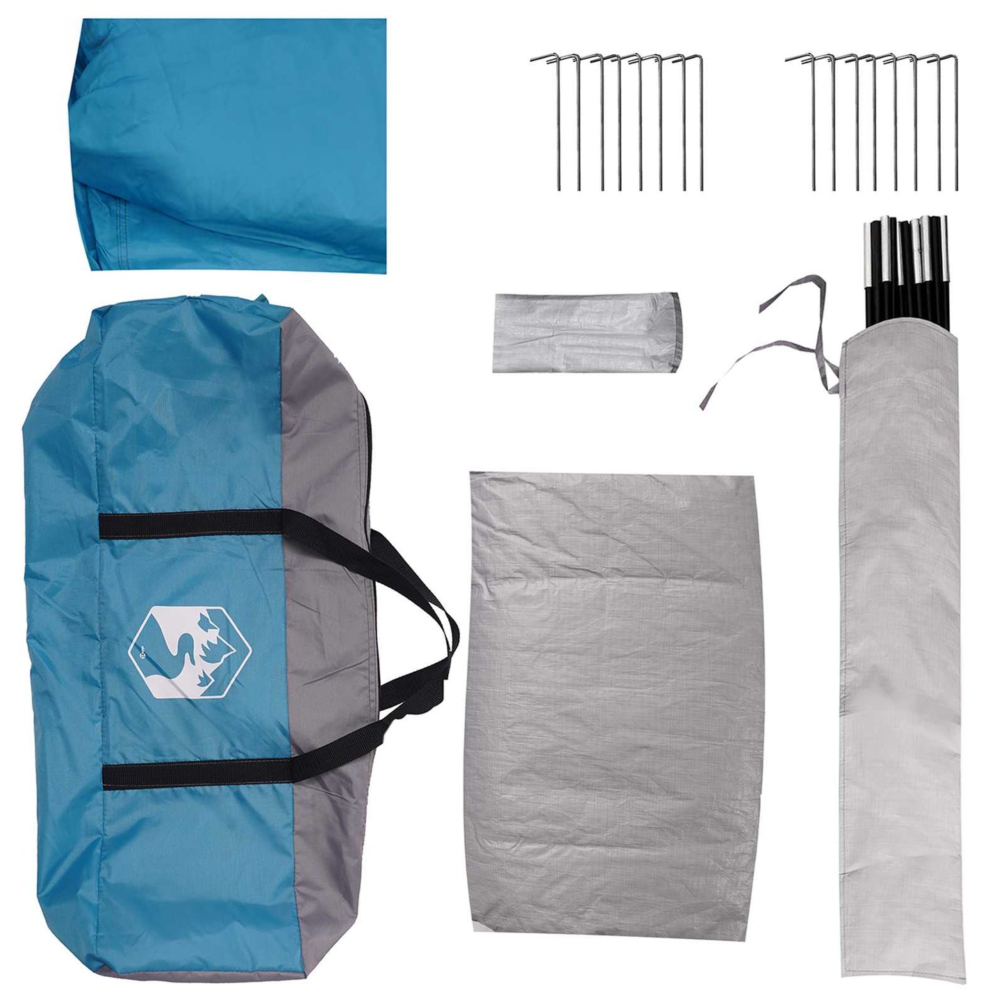Cabin Tent with Roof Blue 4-Person Polyester and Steel