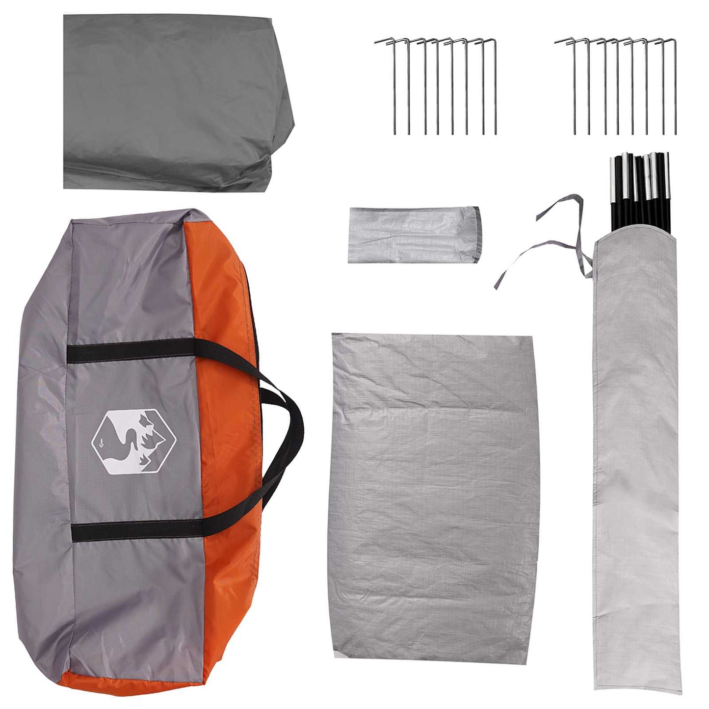 Cabin Tent Grey and Orange 4-Person Polyester and Steel