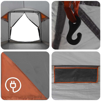 Cabin Tent Grey and Orange 4-Person Polyester and Steel