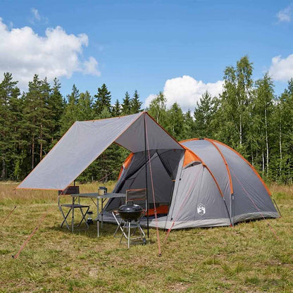 Cabin Tent Grey and Orange 4-Person Polyester and Steel