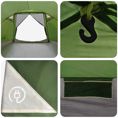 Cabin Tent with Roof Green 6-Person Polyester and Steel