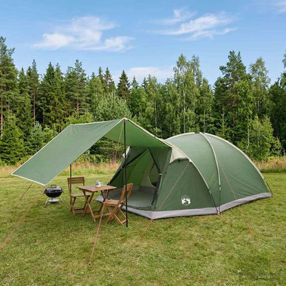 Cabin Tent with Roof Green 6-Person Polyester and Steel