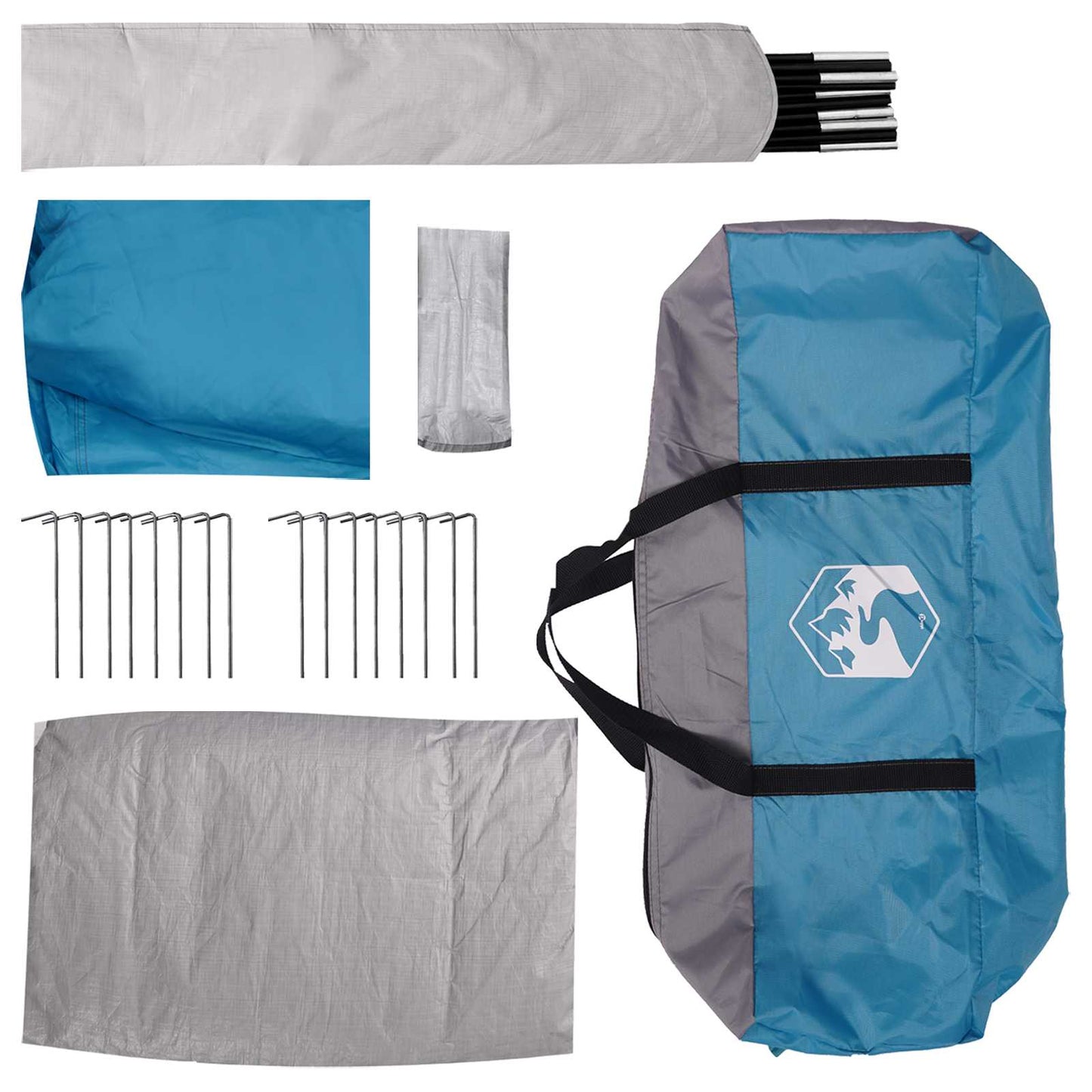 Cabin Tent with Roof Blue 6-Person Polyester and Steel