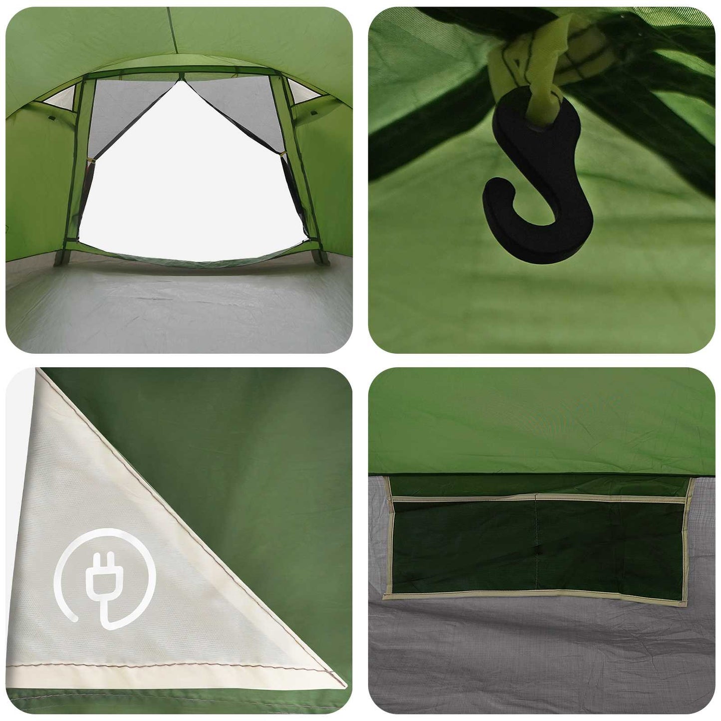 Cabin Tent with Roof Green 8-Person Polyester and Steel