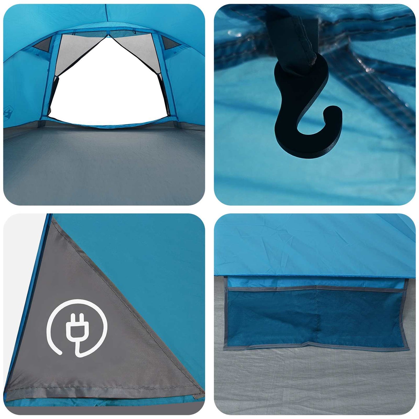 Cabin Tent with Roof Blue 8-Person Polyester and Steel