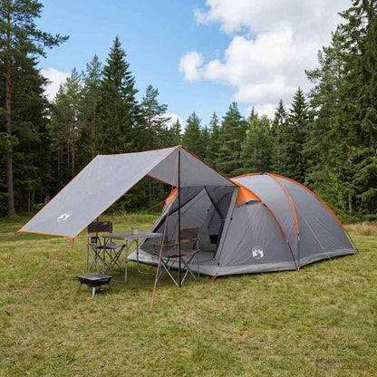 Cabin Tent Grey and Orange 8-Person Polyester and Steel
