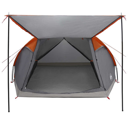 Cabin Tent Grey and Orange 8-Person Polyester and Steel