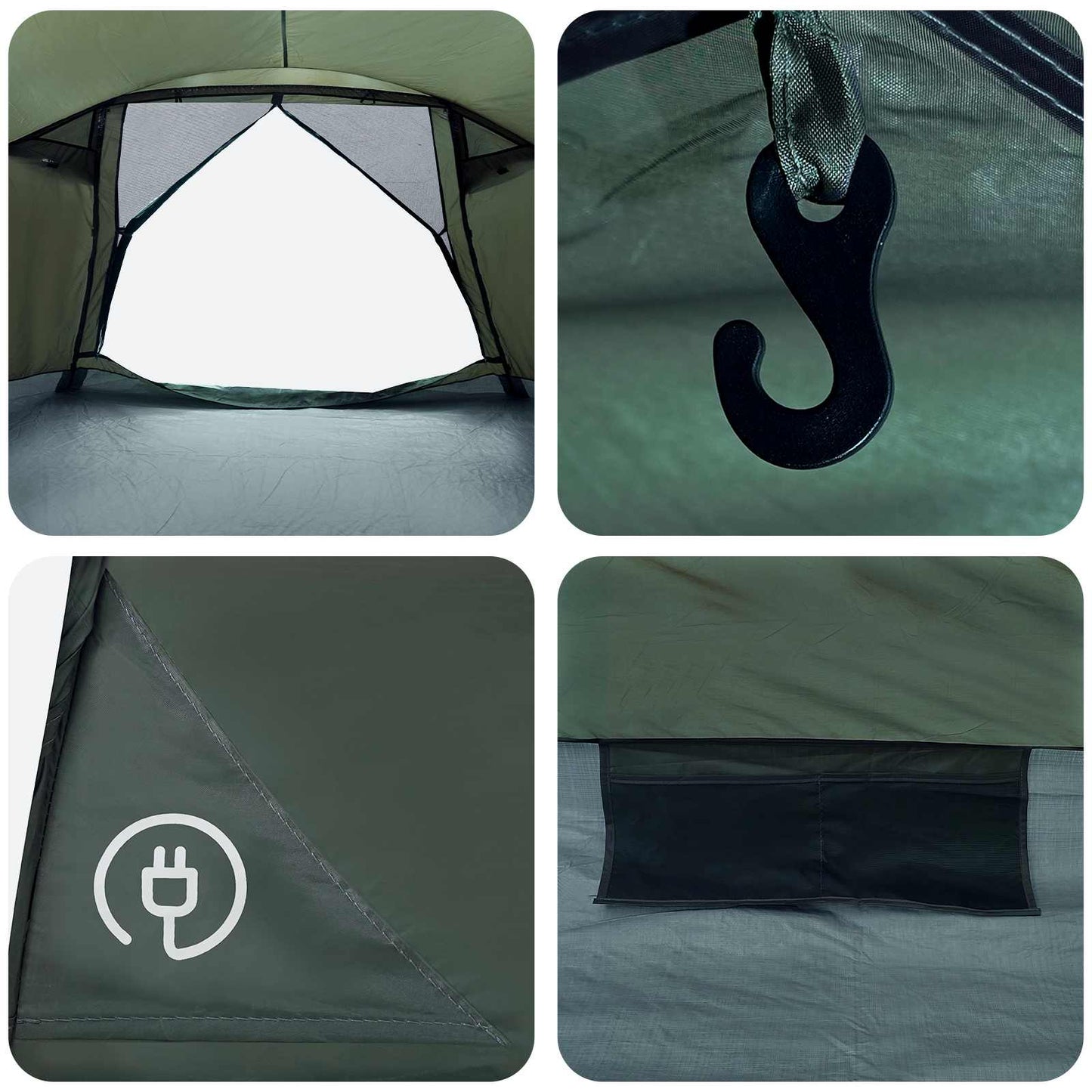 Cabin Tent with Roof Army green 8-Person Polyester and Steel