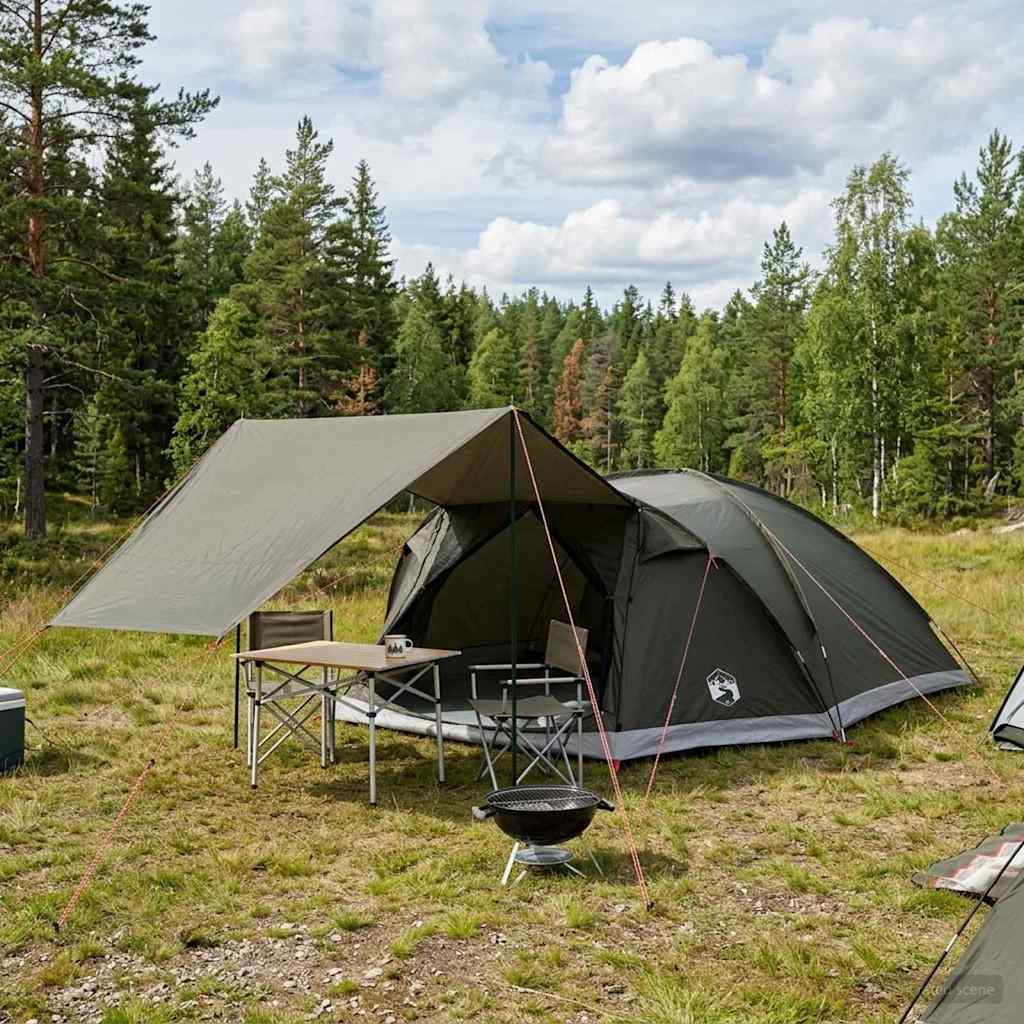 Cabin Tent with Roof Army green 8-Person Polyester and Steel