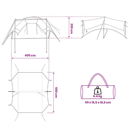 Camping Tarp Water-resistant Blue 550 x 400 x 230 cm