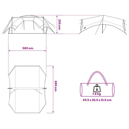 Camping Tarp Water-resistant Blue 695 x 580 x 200 cm