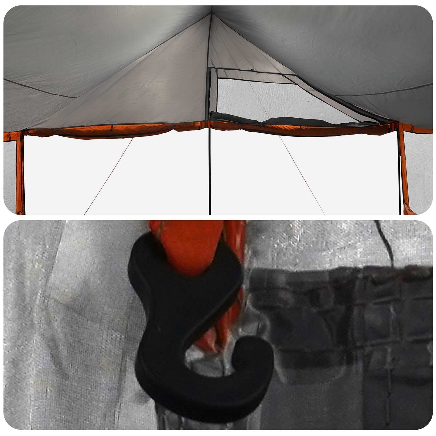 Family Tent with Roof Grey and Orange 450 x 400 x 265 cm