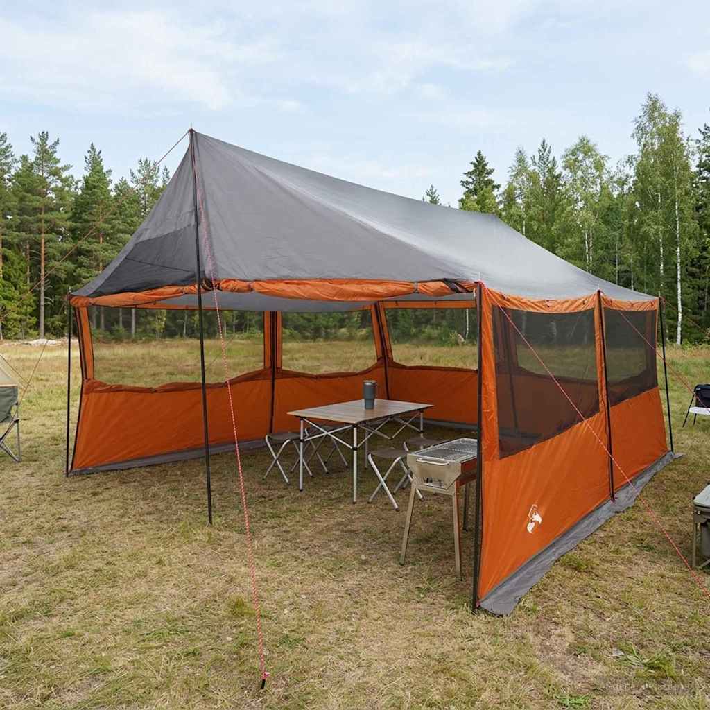 Family Tent with Roof Grey and Orange 450 x 400 x 265 cm