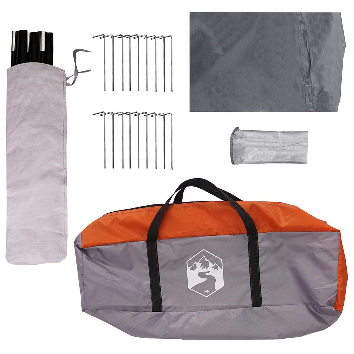 Family Tent with Roof Grey and Orange 600 x 400 x 268 cm