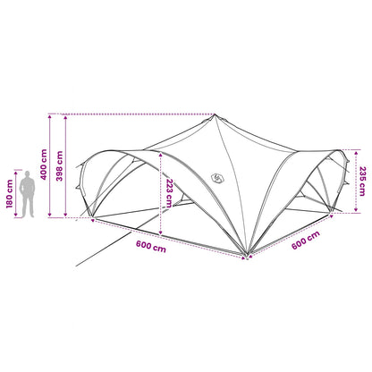 Party Tent with Roof Grey and Orange 600 x 600 x 400 cm