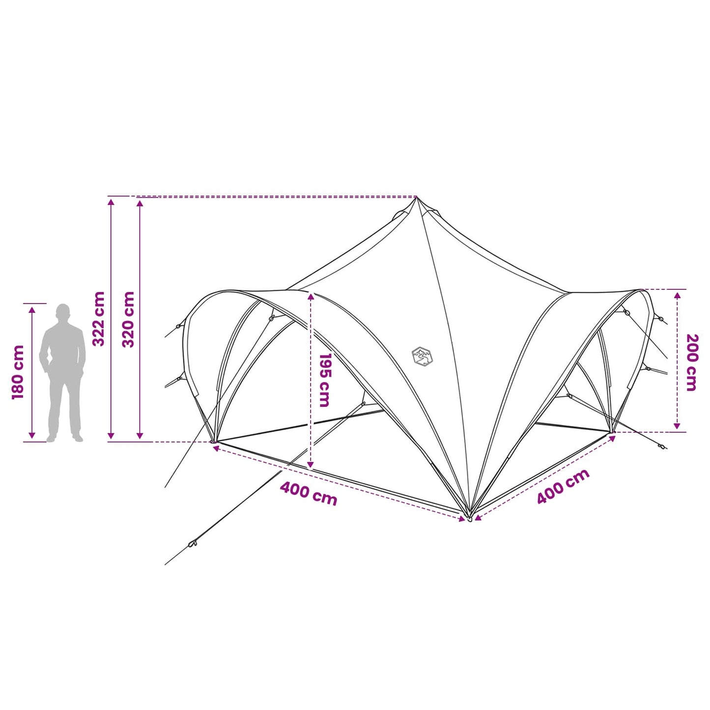 Party Tent Green 400 x 400 x 320 cm Polyester and Steel