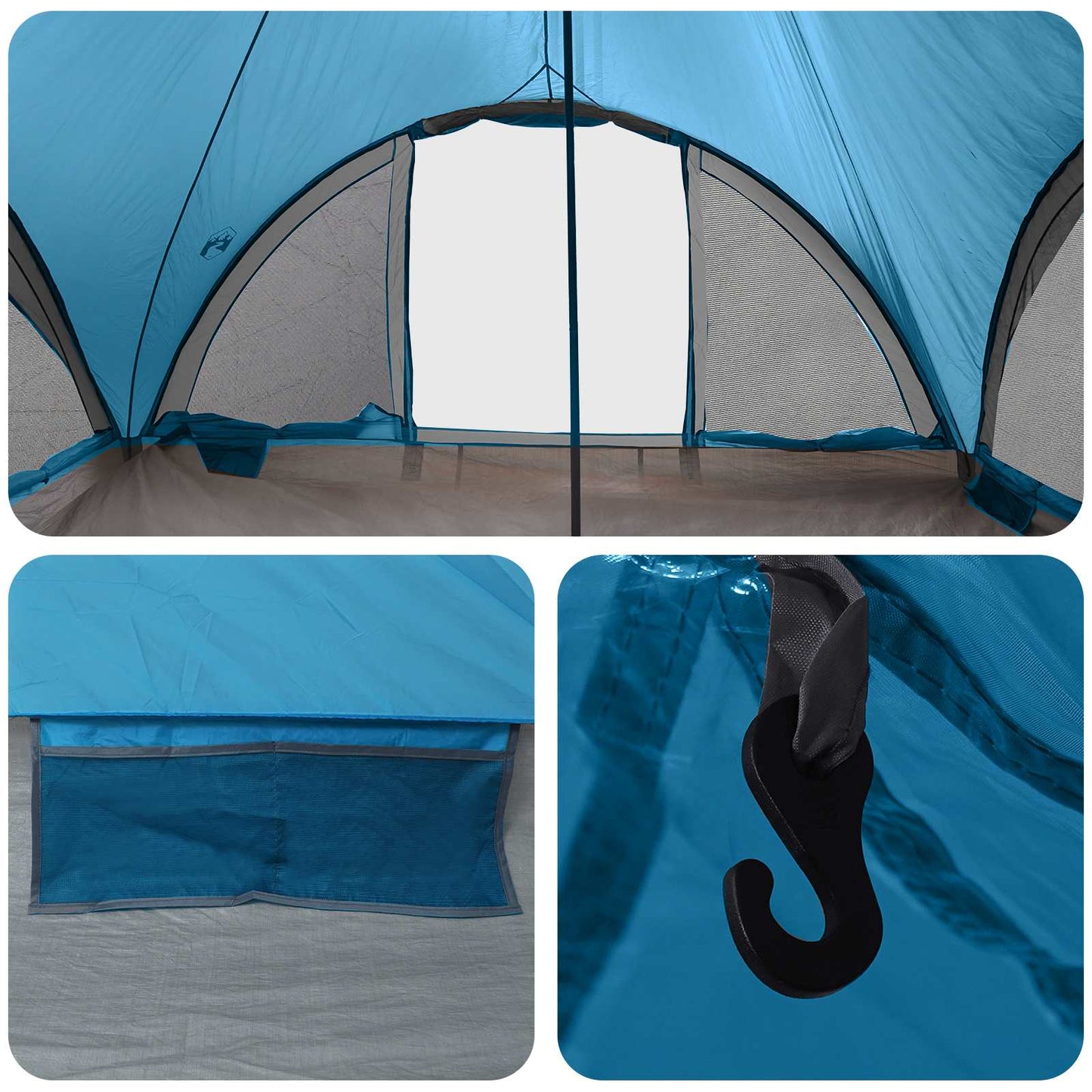Tipi Tent with Roof Blue 18-Person Polyester and Steel